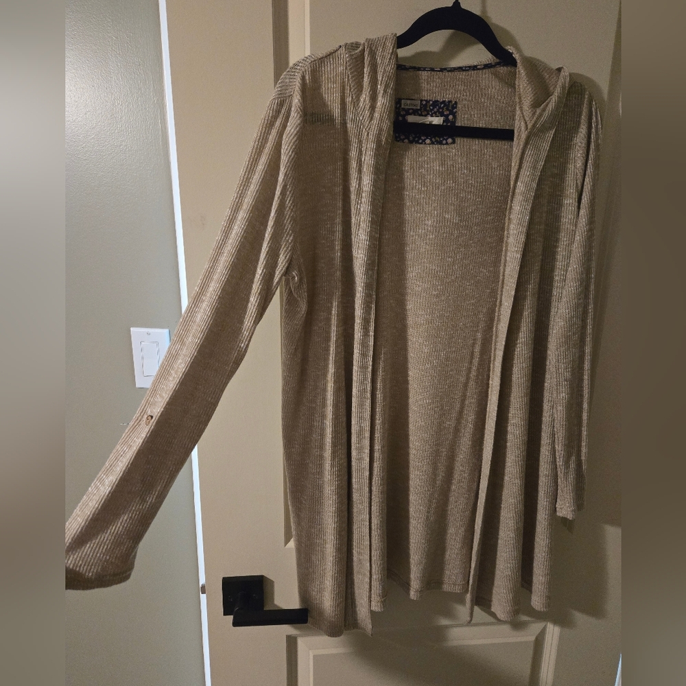 Women's Beige Open Front Cardigan Sweater